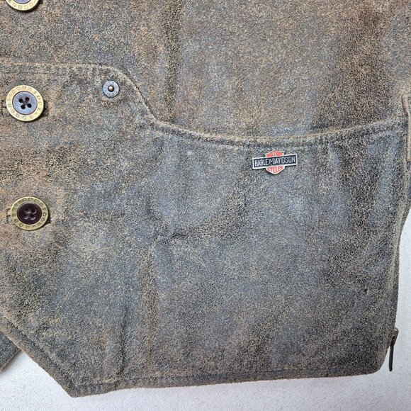 Harley Davidson Robert Comstock Endurance Leather Motorcycle Riding Vest Sz L 42 - Picture 6 of 7